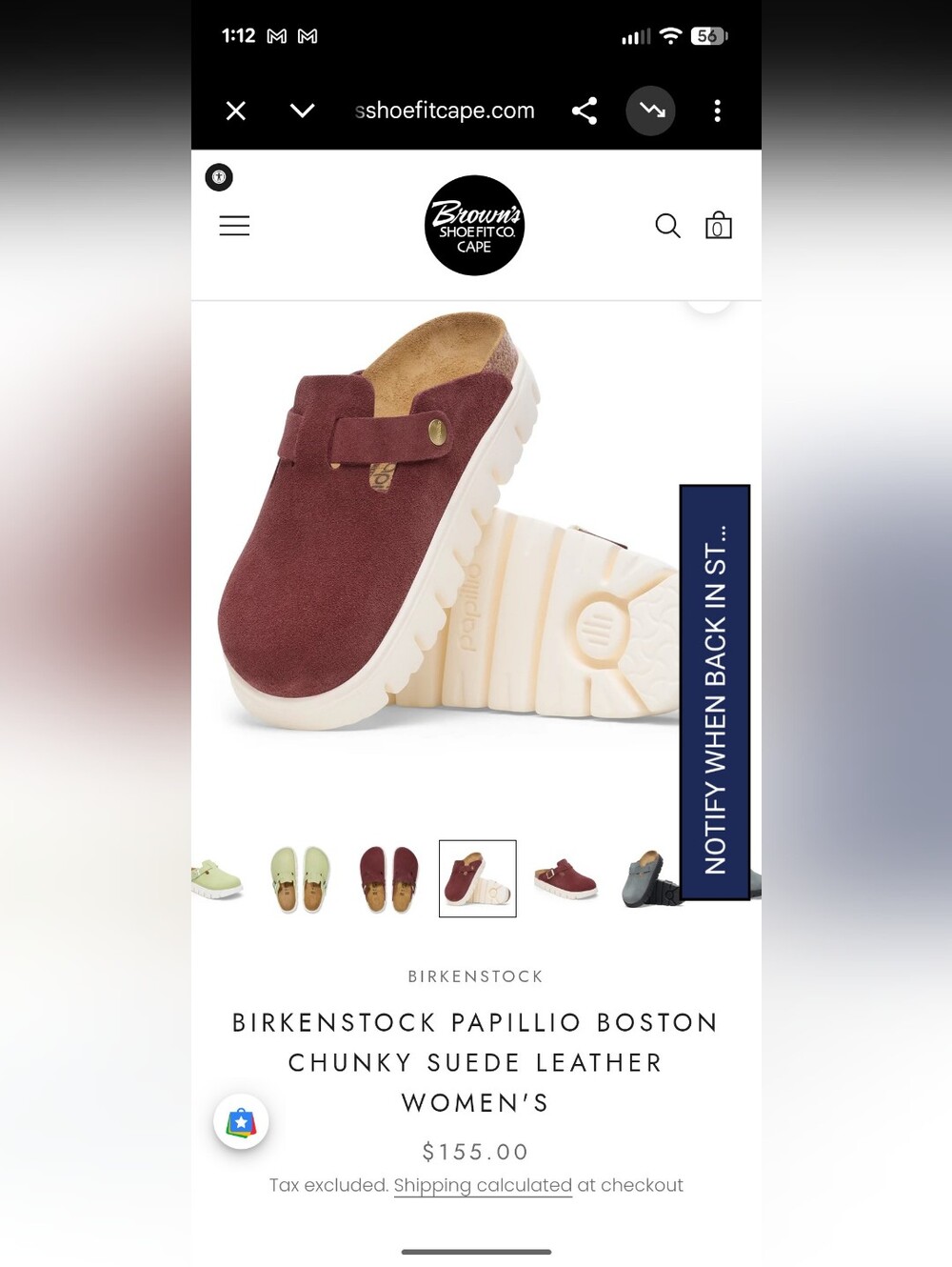 Women Birkenstock Papillio Boston Chunky Suede Leather Women's Size 36 EU Berry